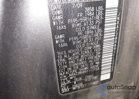 2009 Nissan Cube 1.8Sl from USA, damaged, VIN JN8AZ28R89T117723